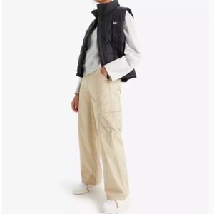 Levis 94 Baggy Cargo Pants Tan Khaki Wide Leg Utility Trousers Womens 28     353
